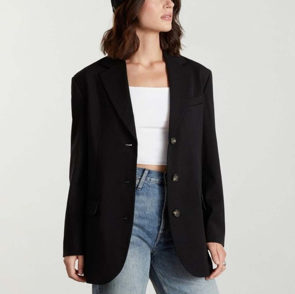 Everlane The 80s Oversized Blazer Black Shoulder Pad Power Jacket NWT 6